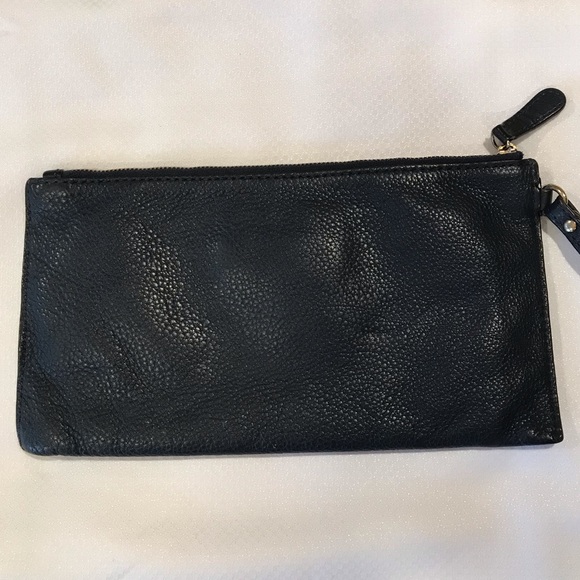 Bundle Michael Kors Black Leather Wallet and Blue Leather Wristlet - Picture 3 of 10